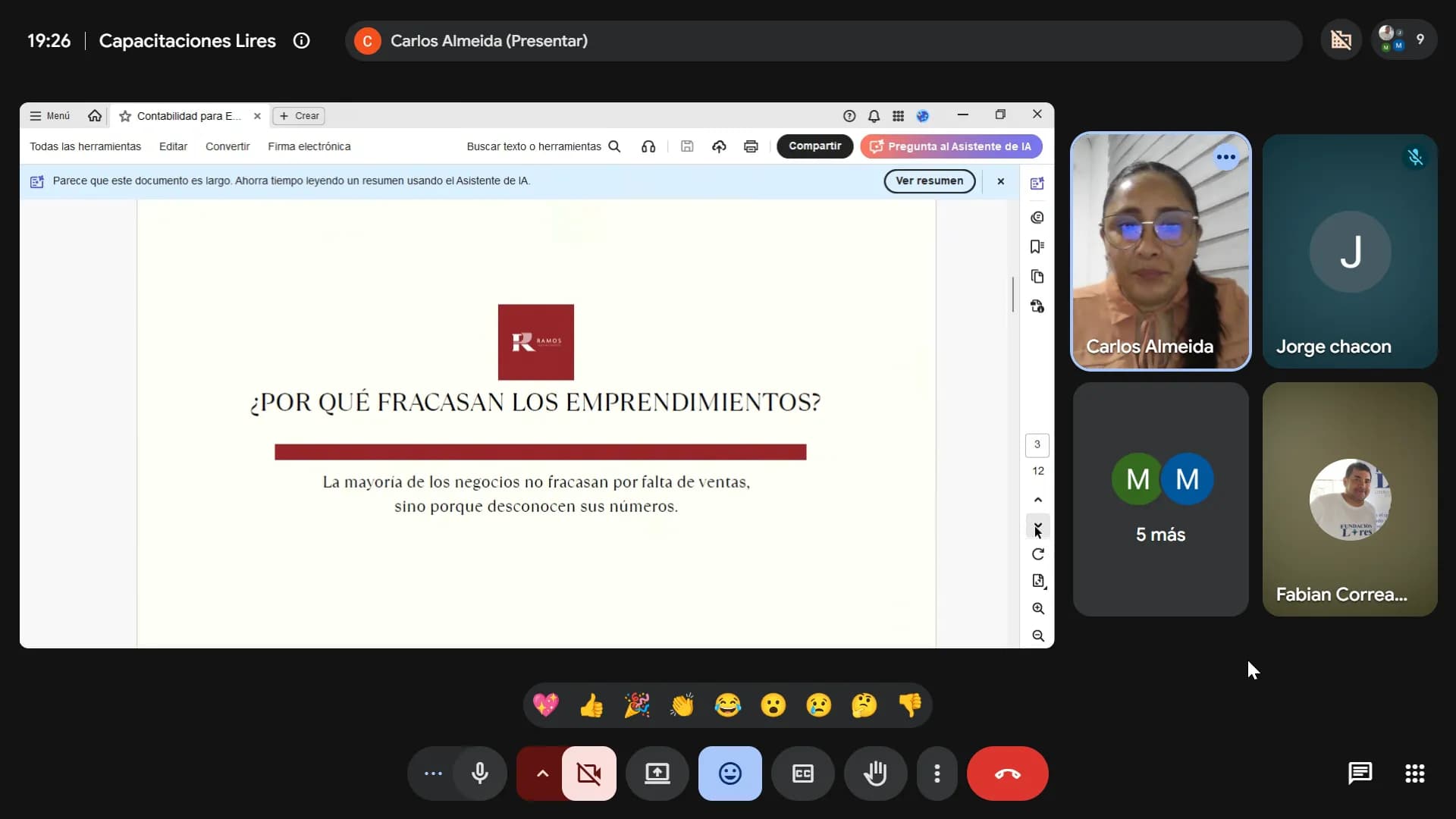 Capacitación de contabilidad para emprendedores de LIRES