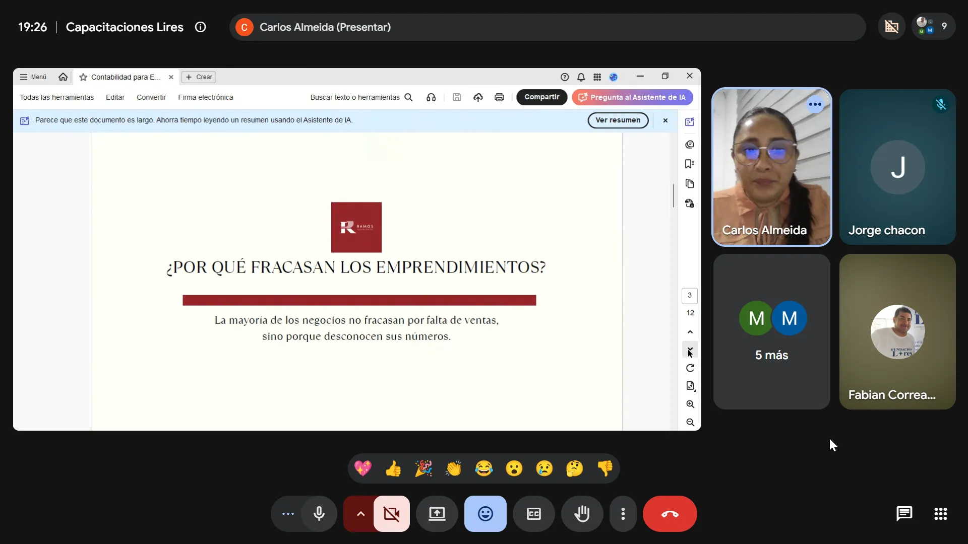 Capacitación de contabilidad para emprendedores de LIRES