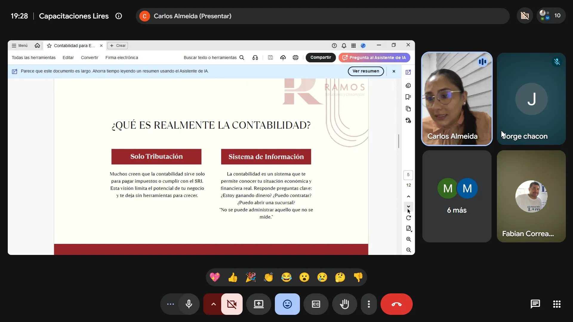 Capacitación de contabilidad para emprendedores de LIRES